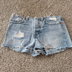 Levi's Light Blue Distressed Jean Shorts